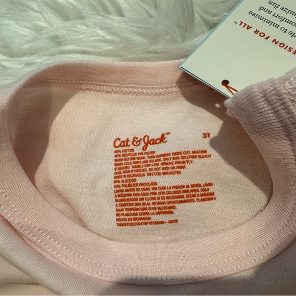 Cat & Jack NWT Pink Candy Cane Holiday Short Sleeve Tee Size 3T - Picture 3 of 5